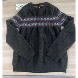 Massimo Dutti Kids Wool-Cashmere Blend Fair Isle Gray Crewneck Sweater 9-10Y